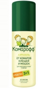 Аэрозоль универс.от насеком,комаров,клещей 3 в 1 100мл КОМАРОФФ (24)
