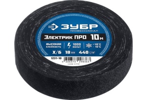 Изолента х/б ш.18ммх10м черная (120) ЭЛЕКТРИК ПРО ЗУБР