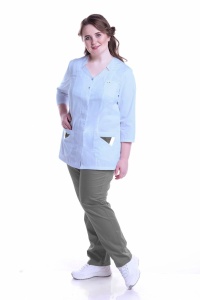 Блуза женская  Подарок  цв. голубой рук.3/4, НДС 10% р.108,XXL(ЧЗ)
