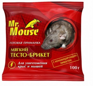 Средство от грызунов Тесто-брикет c мумификац. Mr.Mouse  100гр  (50)