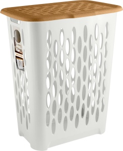 Корзина д/белья 37л Keeplex Wood с откидыв. крышкой П/Р