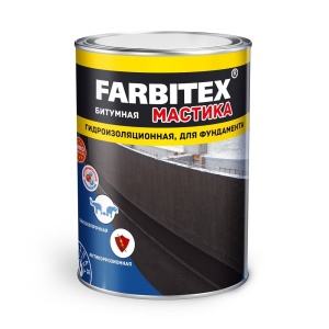 Мастика Farbitex битумно-гидроизоляционная 4кг для фундамента (4шт)