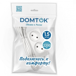 Удлинитель Domtok б/з 2гн 1,5м ПВС 2*1  2344