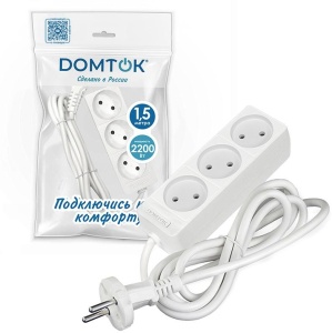Удлинитель Domtok б/з 3гн 3м ПВС 2*0,75  2371