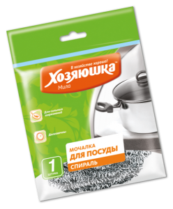 Мочалка для посуды металлическая спираль ХОЗЯЮШКА Мила 1штука 