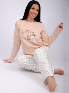 Пижама жен. (дж+брюки) Кофебара начес р.52 (ЧЗ)