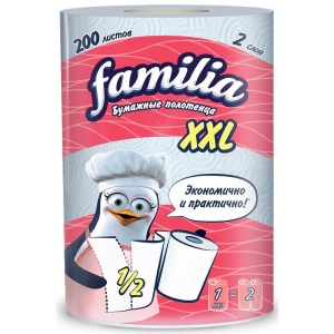 Полотенца бумажные Familia 2слоя 200листов-XXL (18шт)
