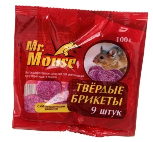 Средство от грызунов парафин (твердый) с мумифик. от грызунов 100гр Mr.Mouse  (50)