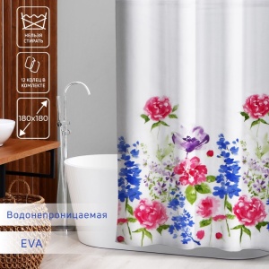 Штора для ванной EVA 180х180см Акварель