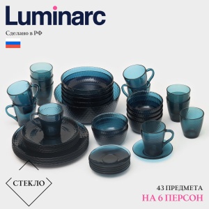Сервиз столовый стекло 43 пр ИДИЛЛИЯ Лондон Топаз 1/1
