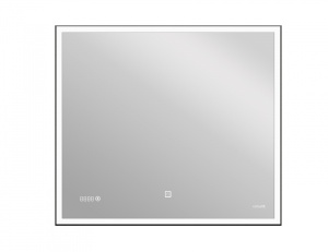 Зеркало LED 011 DESIGN 100х80, часы, сенсорный выключатель, подсветка