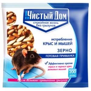 Средство от крыс и мышей зерновая приманка пакет 200гр Форэт ЧД (50)
