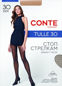 Колготки жен Тюлле (Tulle) 30 ден плетени Стоп стрелкам 1/12 графит р.2 (ЧЗ)