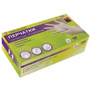 Перчатки латексные опудренные р.M (уп.100шт-50пар в коробке) (10)